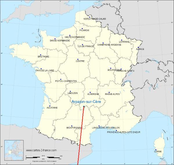 Distance Montluçon Aurillac Airport sur la carte de France