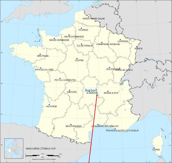 Distance Montluçon Ambert-Le Poyet sur la carte de France