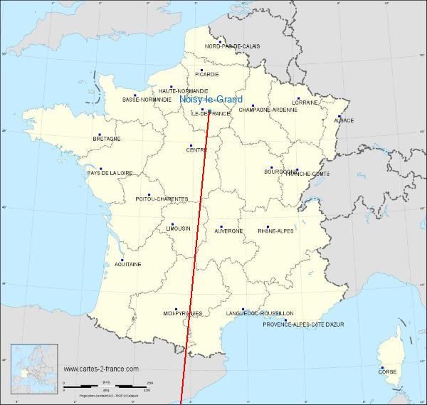 Distance Montluçon Noisy-le-Grand sur la carte de France