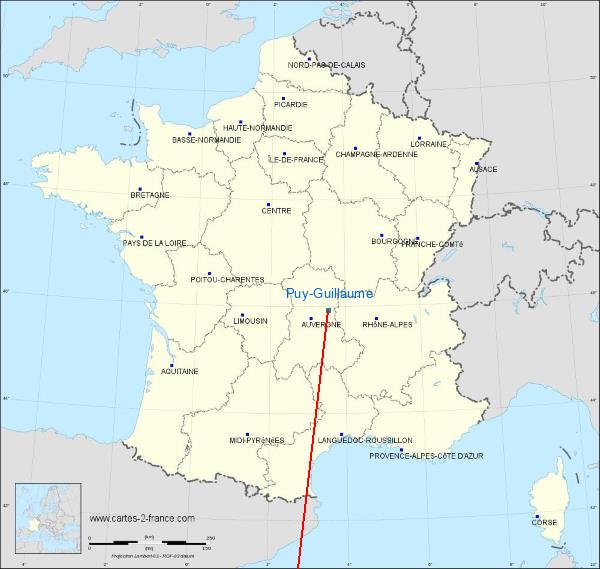 Distance Vichy Puy-Guillaume sur la carte de France