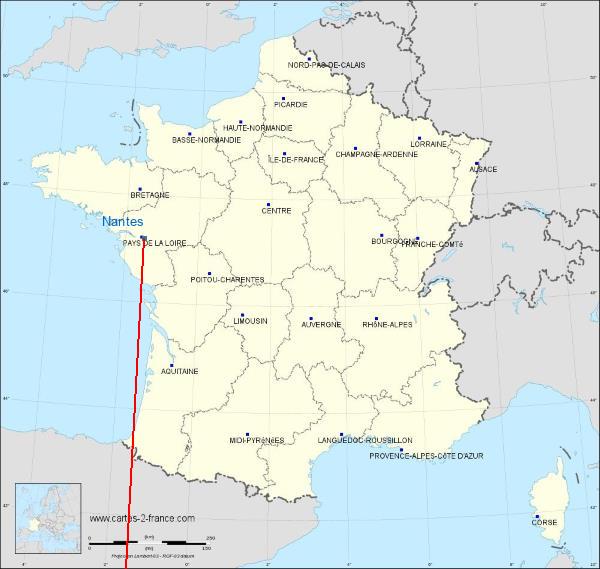Distance Gap Nantes sur la carte de France