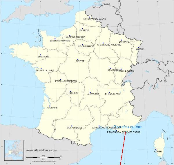 Distance Château de la Napoule Cuers-Pierrefeu sur la carte de France