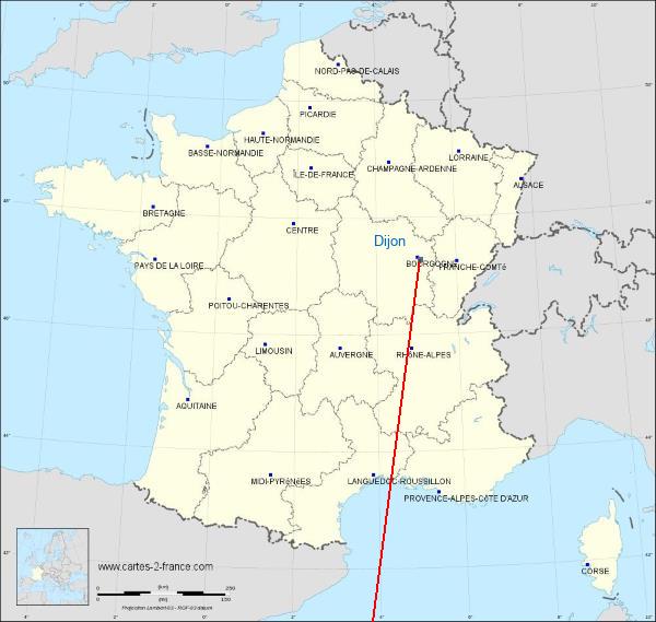 Distance Sedan Dijon sur la carte de France