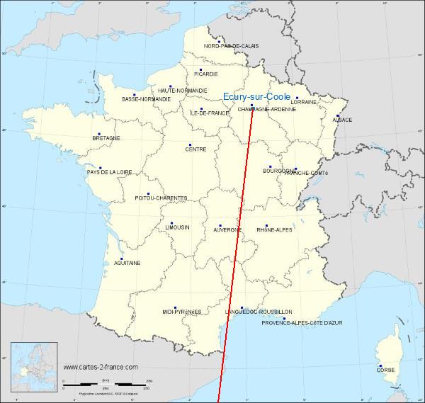 Distance Sedan Châlons - Ecury-sur-Coole sur la carte de France
