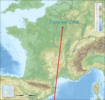Distance entre de Sedan et Châlons - Ecury-sur-Coole sur la carte de France