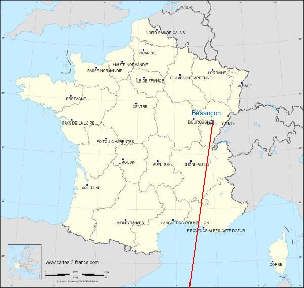 Distance Pamiers Besançon sur la carte de France