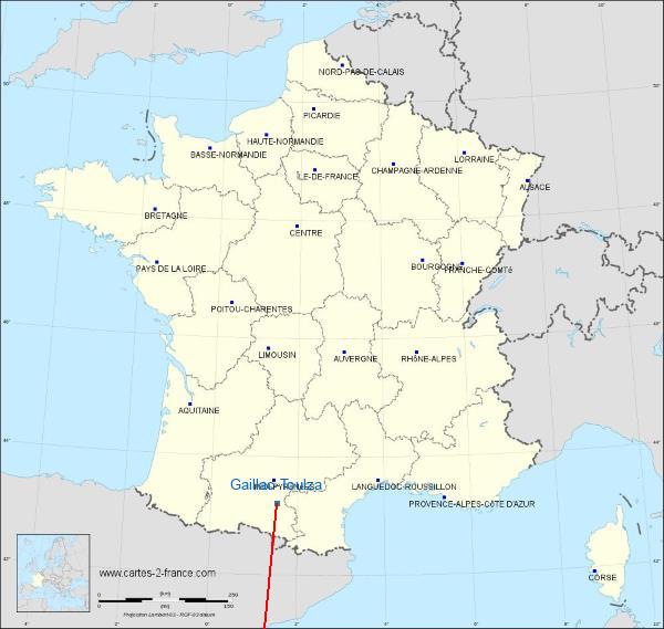Distance Pamiers Gaillac-Toulza sur la carte de France
