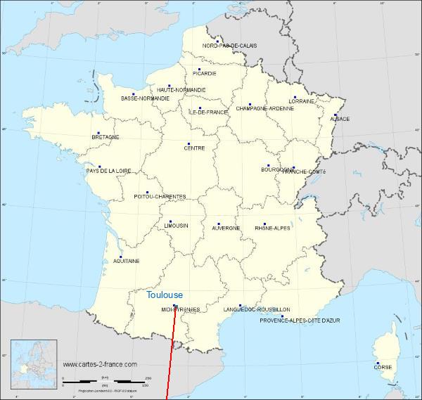 Distance Pamiers-Les Pujols Toulouse sur la carte de France