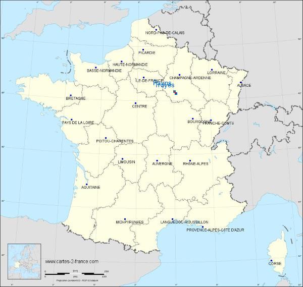 Distance Troyes Payns sur la carte de France