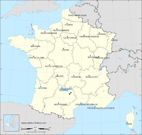 Distance Rodez Bozouls sur la carte de France