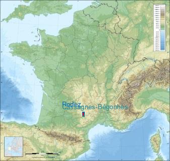 Distance entre de Rodez et Cassagnes-Bégonhès sur la carte de France