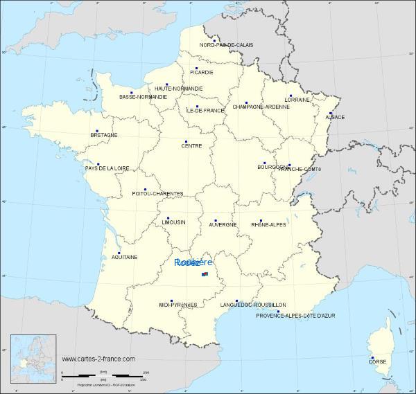 Distance Rodez La Loubière sur la carte de France