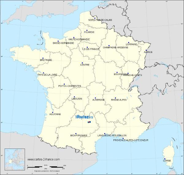 Distance Rodez Moyrazès sur la carte de France