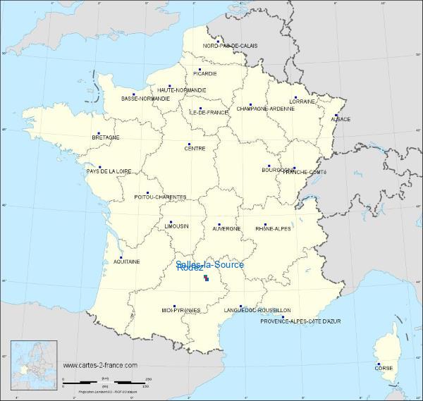 Distance Rodez Salles-la-Source sur la carte de France