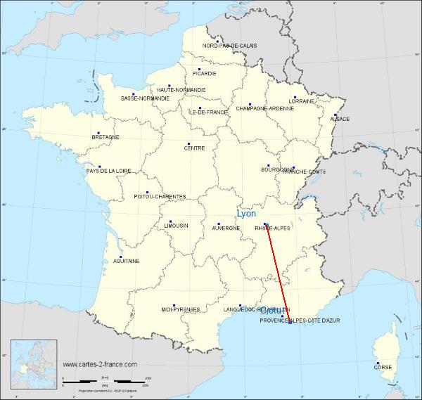 Distance La Ciotat Lyon sur la carte de France