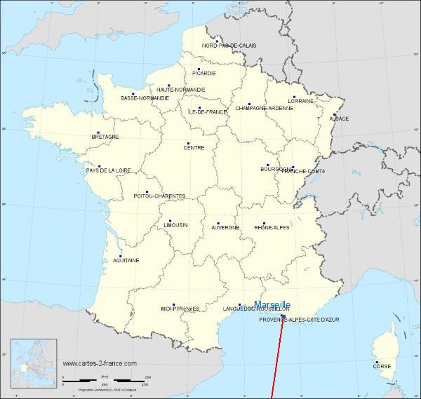 Distance Marseille 01 Palais Lascaris sur la carte de France