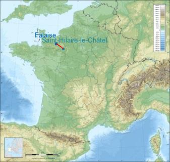 Distance entre de Falaise et Mortagne-au-Perche sur la carte de France