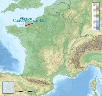 Distance entre de Caen – Carpiquet Airport et Granville - Mont-Saint-Michel sur la carte de France