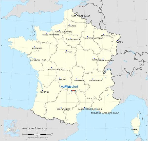 Distance Aurillac Pierrefort sur la carte de France