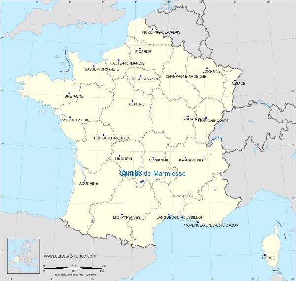 Distance Aurillac Sansac-de-Marmiesse sur la carte de France