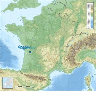 Distance entre de Cognac et Segonzac sur la carte de France