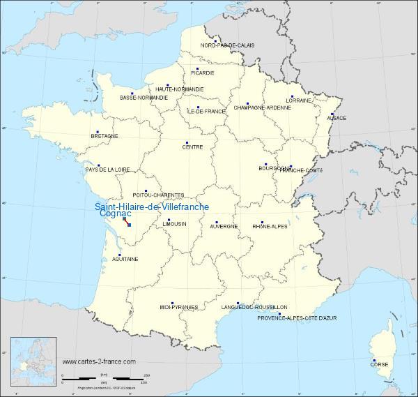 Distance Cognac Saint-Hilaire-de-Villefranche sur la carte de France