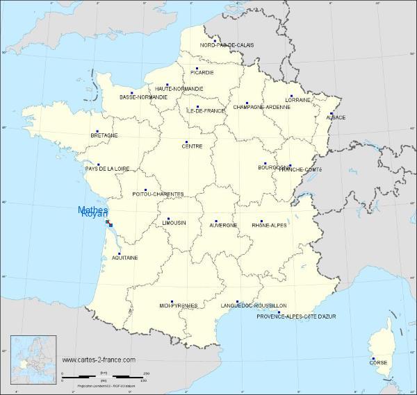Distance Royan Les Mathes sur la carte de France