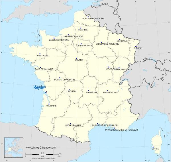 Distance Royan Saujon sur la carte de France