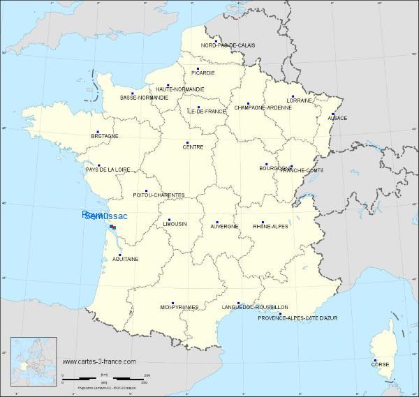 Distance Royan Semussac sur la carte de France