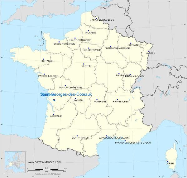 Distance Saintes Saint-Georges-des-Coteaux sur la carte de France