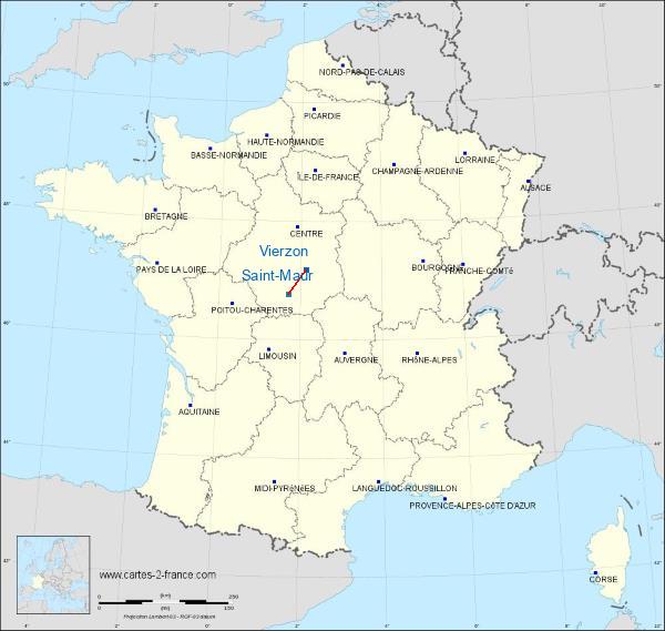 Distance Vierzon Châteauroux-Villers sur la carte de France