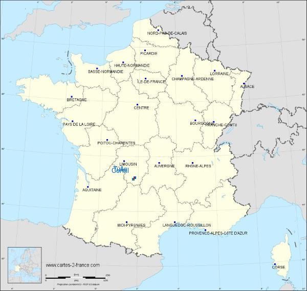 Distance Tulle Cornil sur la carte de France