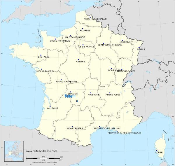 Distance Tulle Naves sur la carte de France