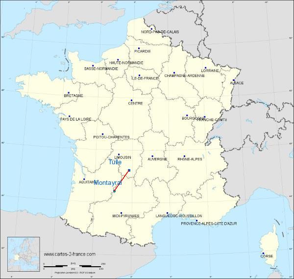 Distance Tulle Fumel-Montayral sur la carte de France