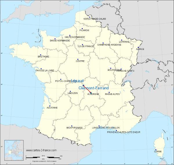 Distance Montluçon – Guéret Airport Clermont-Ferrand sur la carte de France
