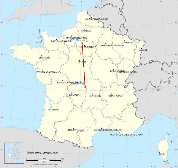 Distance Montluçon – Guéret Airport Cergy-Pontoise sur la carte de France