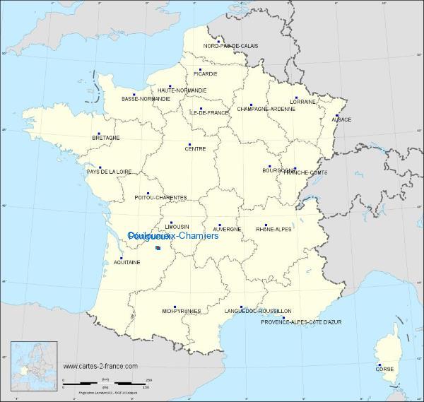 Distance Périgueux Coulounieix-Chamiers sur la carte de France