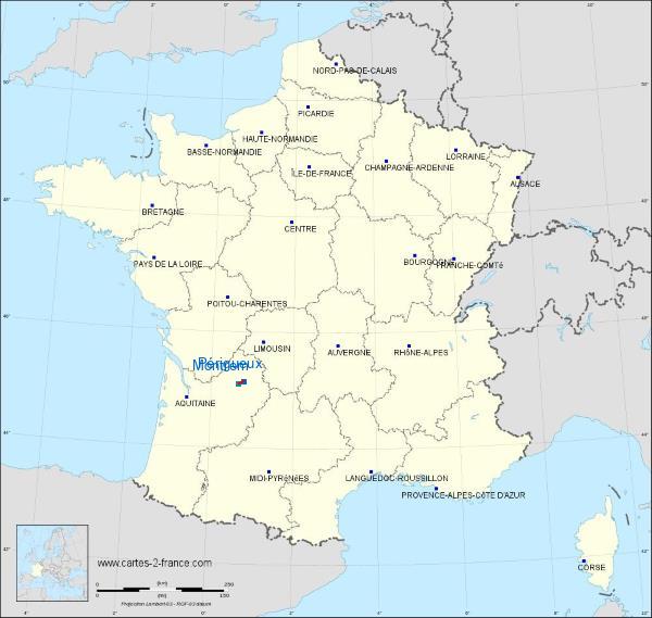 Distance Périgueux Montrem sur la carte de France