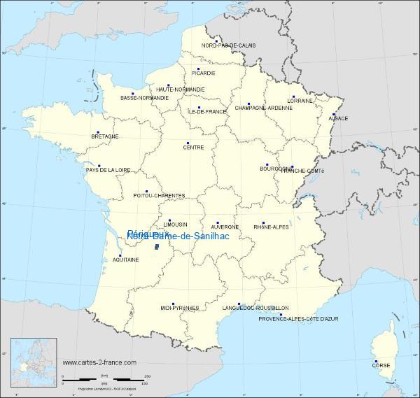 Distance Périgueux Notre-Dame-de-Sanilhac sur la carte de France