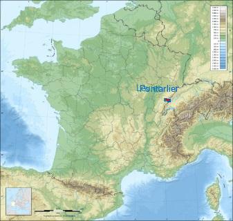 Distance entre de Pontarlier et Levier sur la carte de France