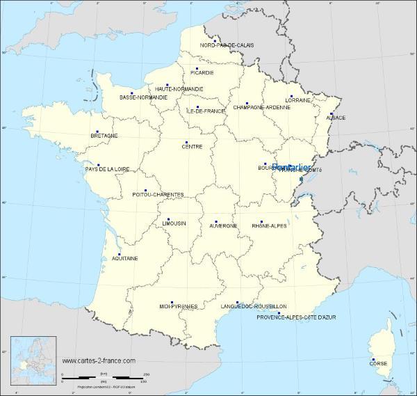 Distance Pontarlier Pontarlier Airport sur la carte de France