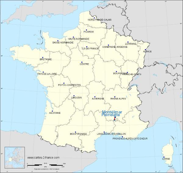 Distance Montélimar Pierrelatte sur la carte de France