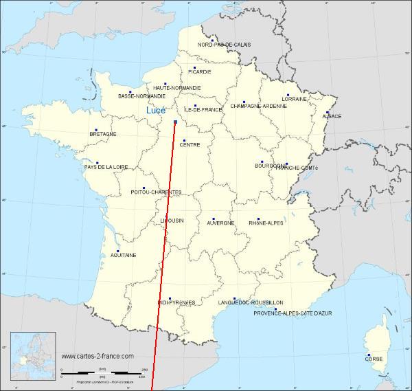 Distance Lucé Nice sur la carte de France