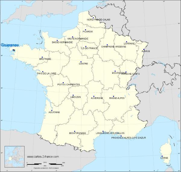 Distance Gouesnou Brest-Bretagne sur la carte de France