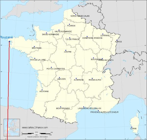 Distance Plouzané Nice sur la carte de France