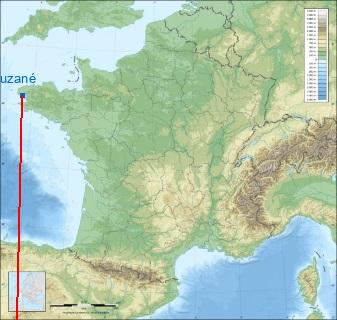 Distance entre de Plouzané et Nice sur la carte de France
