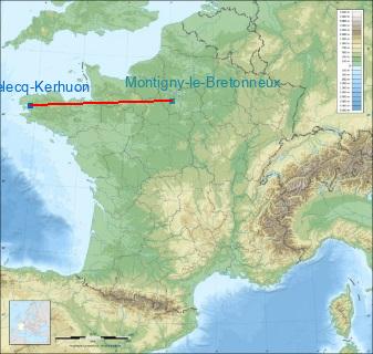 Distance entre de Le Relecq-Kerhuon et Saint-Quentin-en-Yvelines sur la carte de France
