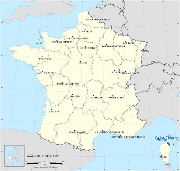 Distance Saint-Florent Borgo sur la carte de France