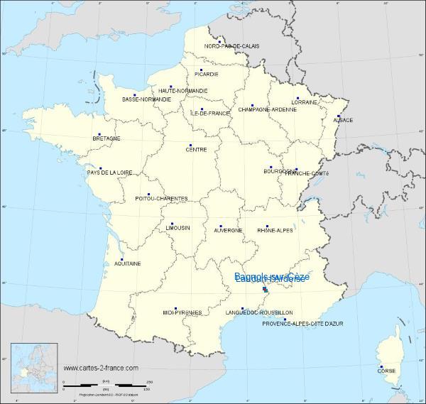 Distance Bagnols-sur-Cèze Laudun-l'Ardoise sur la carte de France