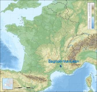 Distance entre de Bagnols-sur-Cèze et Laudun-l'Ardoise sur la carte de France